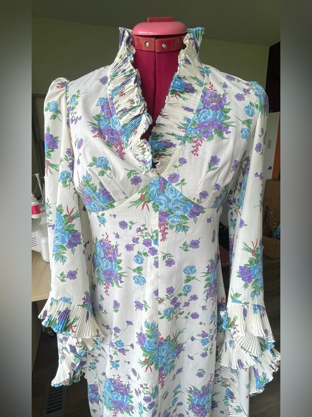 Vintage Floral Bridgerton Gunne Sax Style Dress Cottagecore Grad Prom Bridal - Picture 6 of 11